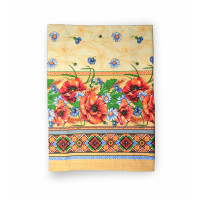 Скатертина рогожка "Маки та ромашки" 150х150см 129093