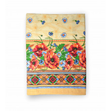 Скатертина рогожка "Маки та ромашки" 150х150см 129093