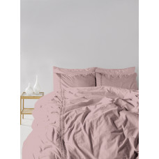 Євро комплект постільної білизни Limasso "Tissue lace palemauve" з мереживом (ліловий) 147902